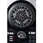 ForWay Fiat Egea Modellerine 15" İNÇ Uyumlu 4 ADET Gri-Siyah Jant Kapağı