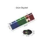 ForWhat Büro Ev Ofis Bilgisayarı Için Kablolu Işıklı Gaming Türkçe Q Klavye Mouse Seti - Renkli