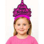 ForWhat Büro Ev Ofis Gösteri Parti Kostümü için Fuşya Happy Birthday Prenses Tacı