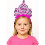 ForWhat Büro Ev Ofis Gösteri Parti Kostümü için Pembe Happy Birthday Prenses Tacı