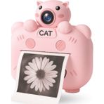 ForWhat Büro Ev Ofis Hediyesi için Ekranlı Mono Yazıcılı Mini Pembe Fotoğraf Makinesi