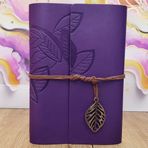 ForWhat Büro Ev Ofis Hediyesi için Mor Yaprak Desen Deri Defter