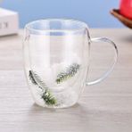 ForWhat Büro Ev Ofis Içecek Keyfi Için Çift Cidarli Dekoratif Çam Bardak - 1 Adet - 100 ml