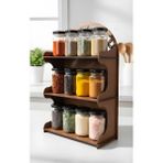 ForWhat Büro Ev Ofis Mutfağı Için 12PARÇA Meşe Renk Mdf Standlı Dekor Baharatlık Seti - Renkli - 100 ml