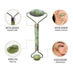 ForWhat Yüz Bakımı İçin 2parça Kırılmaz Çift Taraflı Jade Roller Taşı - Yeşil