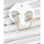 ForWhat Zarif Kulaklar için Golden Pirinç Kelebek Stil Zincir Bağlantılı Ear Cuff Küpe Seti