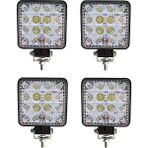 Forza Off Road Beyaz Işık 16 LED Kare Sis Farı Lambası 12-24 V 4 Adet Metal Gövde
