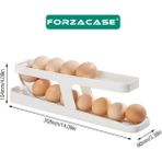 Forzacase 2 Katlı Otomatik Buzdolabı Yumurta Standı Organizer Yumurtalık Rafı Saklama Kabı - FC327 - Beyaz