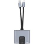 Forzacase 3 In 1 Lightning & Type-C To Ethernet Adaptörü RJ45, Aux, Şarj Destekli Çevirici - FC1083 - Gri