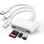 Forzacase 5in1 USB 3.0 Lightning Type-C To Sd-Tf Kart Okuyuculu USB Kamera Adaptörü - FC1115 - Beyaz