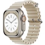 Forzacase Apple Watch Ultra 2 49mm İçin Oluklu Ocean Silikon Kordon Kayış - Fc007 Bej