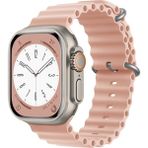 Forzacase Apple Watch Ultra 2 49mm İçin Oluklu Ocean Silikon Kordon Kayış - Fc007 Pembe