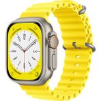 Forzacase Apple Watch Ultra 2 49mm İçin Oluklu Ocean Silikon Kordon Kayış - Fc007 Sarı
