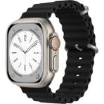 Forzacase Apple Watch Ultra 2 49mm İçin Oluklu Ocean Silikon Kordon Kayış - Fc007 Siyah