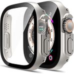 Forzacase Apple Watch Ultra/Ultra 2 49mm ile uyumlu Önü Kapalı Ekran Korumalı Sert Rubber Kılıf - FC015 (Gümüş)