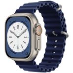 Forzacase FC006 Lacivert iOS Uyumlu Watch 9 41 mm Oluklu Ocean Silikon Kordon Kayış