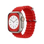 Forzacase FC007 Kırmızı iOS Uyumlu Watch Ultra 49 mm Oluklu Ocean Silikon Kordon Kayış