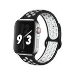 Forzacase FC008 Beyaz Siyah iOS Uyumlu Watch 9 41 mm Delikli Sportif Silikon Kordon Kayış