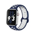 Forzacase FC008 Lacivert Beyaz iOS Uyumlu Watch 9 41 mm Delikli Sportif Silikon Kordon Kayış