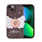Forzacase iPhone 13 ile uyumlu Butterfly Serisi 3D Kelebek Figür Tasarımlı Silikon Kılıf (Kahverengi)