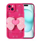 Forzacase iPhone 14 ile uyumlu Butterfly Serisi 3D Kelebek Figür Tasarımlı Silikon Kılıf (Koyu Pembe)