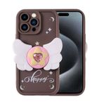 Forzacase iPhone 14 Pro ile uyumlu Butterfly Serisi 3D Kelebek Figür Tasarımlı Silikon Kılıf (Kahverengi)