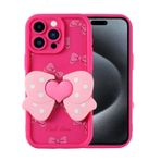 Forzacase iPhone 14 Pro Max ile uyumlu Butterfly Serisi 3D Kelebek Figür Tasarımlı Silikon Kılıf (Koyu Pembe)