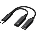 Forzacase iPhone 15 16 ile Uyumlu 2in1 Type-C Şarj + Kulaklık Çevirici Adaptör 60W - FC1037 - Siyah