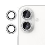 Forzacase iPhone 17 ile uyumlu Elmas Taşlı Kamera Camı Lens Koruyucu Halka Seti - FC1126 (Gümüş)