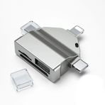 Forzacase Lightning Type-C Micro USB to USB Flash Bellek ve SD/TF Kart Okuyucu Adaptör - FC459 (Gümüş)
