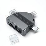 Forzacase Lightning Type-C Micro USB to USB Flash Bellek ve SD/TF Kart Okuyucu Adaptör - FC459 (Siyah)