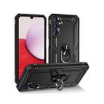 Forzacase Samsung Galaxy A14 Ares Serisi Yüzük Standlı Armor Sert Plastik Siyah Cep Telefonu Kılıfı