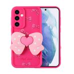 Forzacase Samsung Galaxy A55 ile uyumlu Butterfly Serisi 3D Kelebek Figür Tasarımlı Silikon Kılıf (Koyu Pembe)
