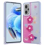 Forzacase Xiaomi Redmi Note 12 Pro 5G ile uyumlu Cute Serisi Parlayan Simli Kabartma Figürlü Kılıf (Çiçekli)