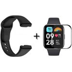 Forzacase Xiaomi Redmi Watch 3 Active FC171 Siyah Ekran Koruyucu Film ve Silikon Kordon