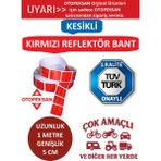 Fosfor Şerit Bant - Reflektör Bant - 1 Metre Kesikli Kırmızı - Tüvtürk Onaylı