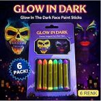 Fosforlu Glow Parti Boyası 6’lı – Karanlıkta Parlayan Yüz Boyası (5440)