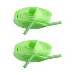 Fosforlu Neon 1 cm Kalınlığında Yeşil Renk 1 Çift Yassı Spor Ayakkabı Bağcığı