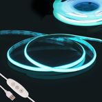 Fosingut Buz mavisi COB LED şerit 2 m, 5 V USB LED şerit kısılabilir, CRI90 + 960 LED ışık şeridi ışık şeridi bant kendinden yapışkanlı şeritler mutfak, TV LED arka plan aydınlatması, ayna, bilgisayar