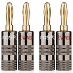 FosPower Muz fişi High End Hoparlör/Banana Plug (2 Çift / 4 Adet) 24K [ALTINDI] Hoparlör Kablosu için Bananas, Duvar Plakası/HiFi - (2 Kırmızı ve 2 Beyaz)