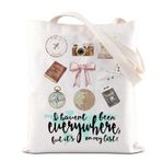 FOTAP Seyahat Tote Çanta Yaz Tatil Hediye Gezgin Tote Çanta Macera Bekliyor Hediye Mezuniyet Hediyesi Wanderlust Tote bag, Beyaz