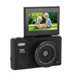 Fotoğraf Için 5K Dijital Kamera, YouTube Için 75MP Vlog Kamera, 18x Zoom Otomatik Nişanya Kompakt Seyahat Camara 3 180 ° Flip Ekran (BLACK)