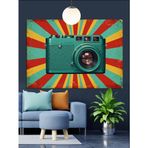 Fotoğraf Makinesi Renkli Pop Art Dekoratif Kanvas - Mdf Ahşap Tablo