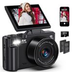 Fotoğrafçılık için 5K Dijital Fotoğraf Makinesi - YouTube için 75MP WiFi Vlog Kamerası - UHD 18X Zoom Dijital Kameralar Flip Ekranlı 3 inç 180 ° - Yeni Başlayanlar ve Yetişkinler için Seyahat