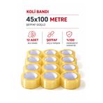 Fotografyabaskı 12 Adet Koli Bandı 45 Mm X 100 Mt Şeffaf Güçlü Yapışkanlı Kopmayan Bant Bandı (12 ADET)