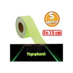 Fotolümen Gece Parlayan 7.5 Cm Yeşil Reflektörlü Fosforlu Reflektif Düz Şerit Bant 5 Mt İkaz Bandı