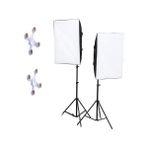 Fototek 50X70 Softbox 4 Duylu Ikili Sürekli Işık Seti 50X70CM Softbox Set Ampulsüz
