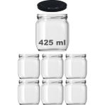 FourForce 10-1000 ml Farklı Boyutlarda Kavanoz (10-1000 Arası) cc Konserve Metal Kapaklı Cam Kavanoz 6 Adet (Şeffaf, 425 Cc)