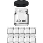 FourForce 40 ml Metal Siyah Kapaklı Şeffaf Cam Kavanoz 10 Adet