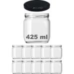 FourForce 425 ml Metal Siyah Kapaklı Şeffaf Cam Kavanoz 10 Adet